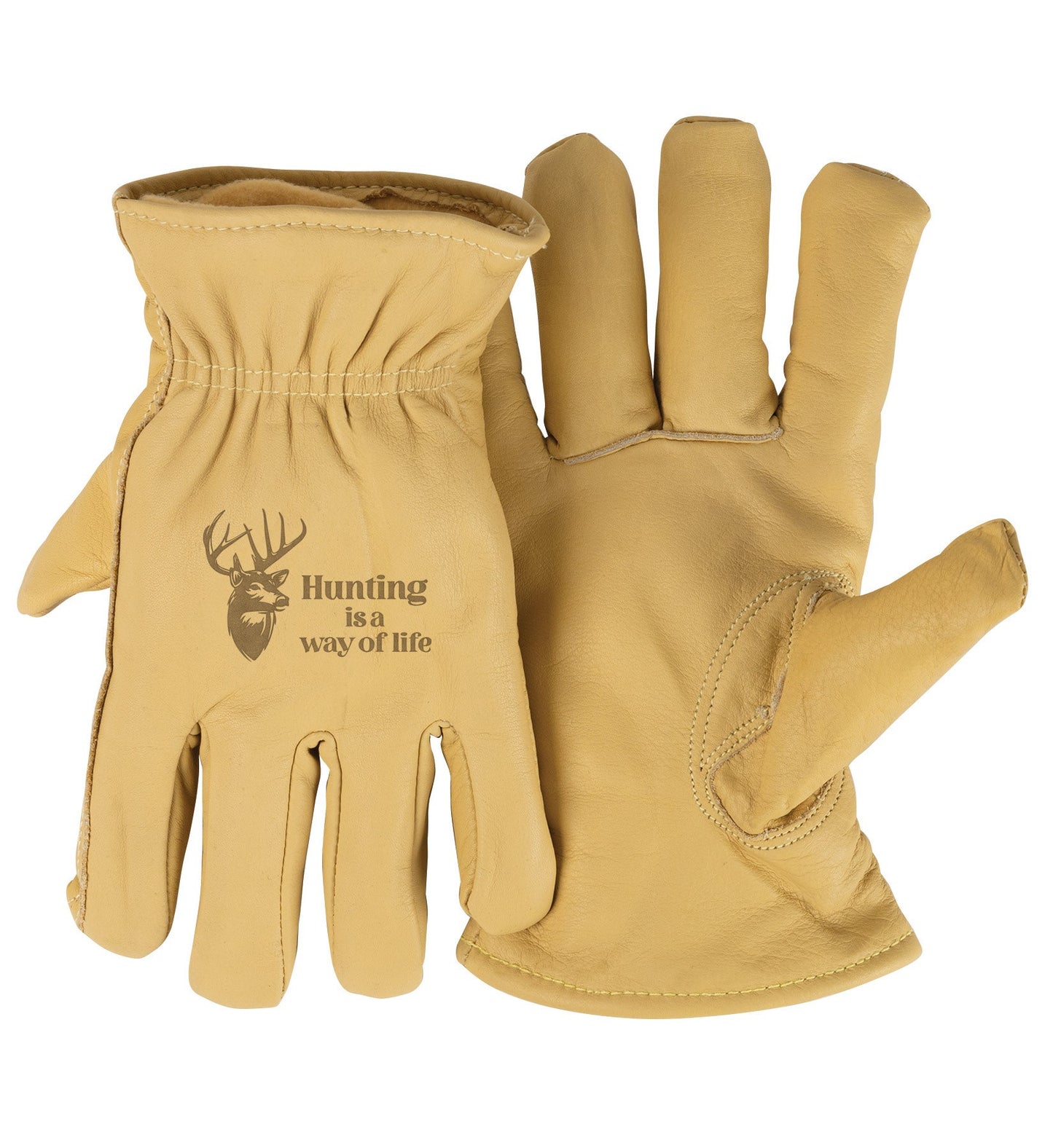 Gloves-3M Thinsulate-Hunting Is A Way Of Life-Tan (Medium)