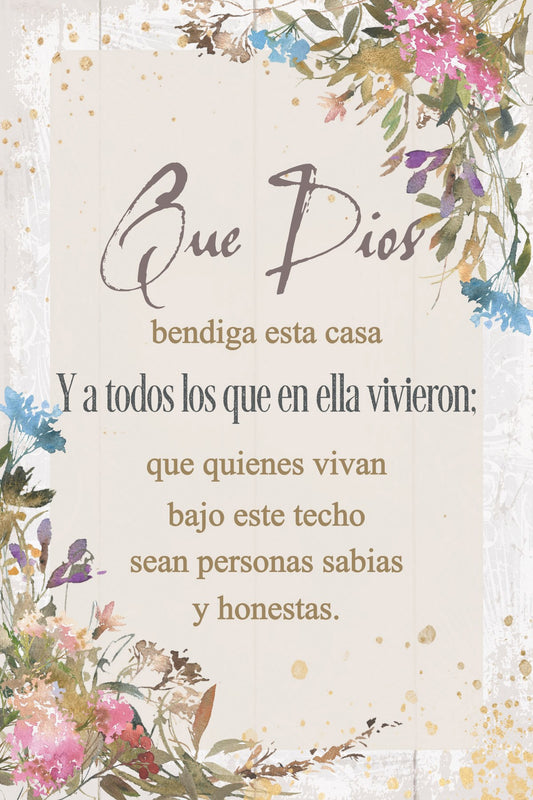 Spanish Plaque-May God Bless This... (Que Dios Bendiga Esta...) (4 x 6)