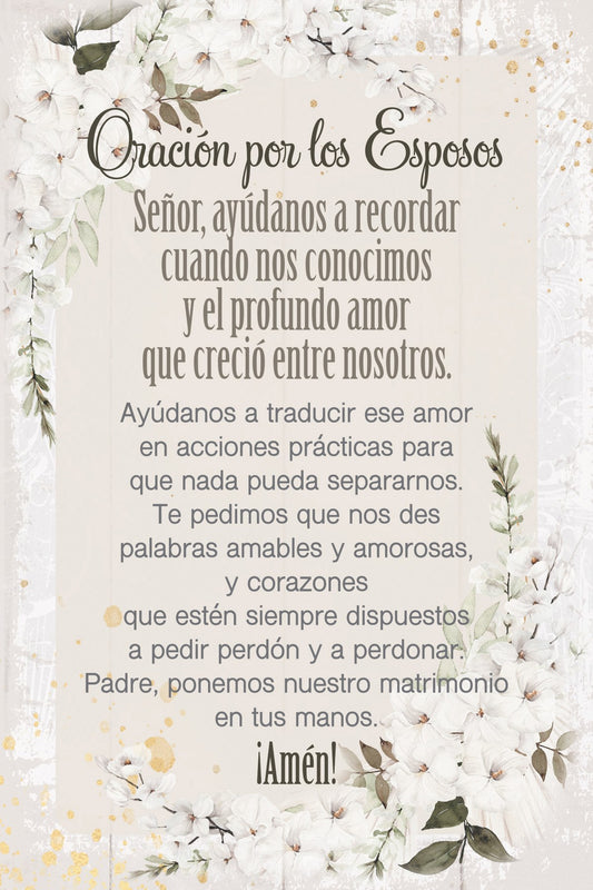 Spanish Plaque-Prayer For Couples (Oracion Por Los Esposos) (4 x 6)