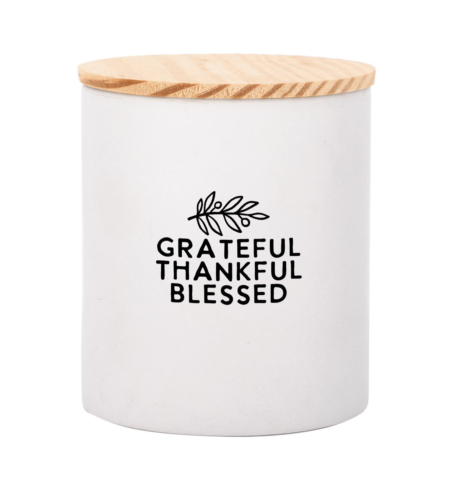 Canister-Grateful Thankful Blessed W/ Lid