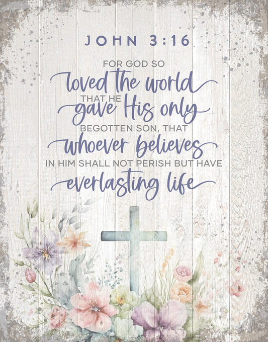 Wall Plaque-Timberland Art-For God So Loved The World (John 3:16) (11.75 x 15)