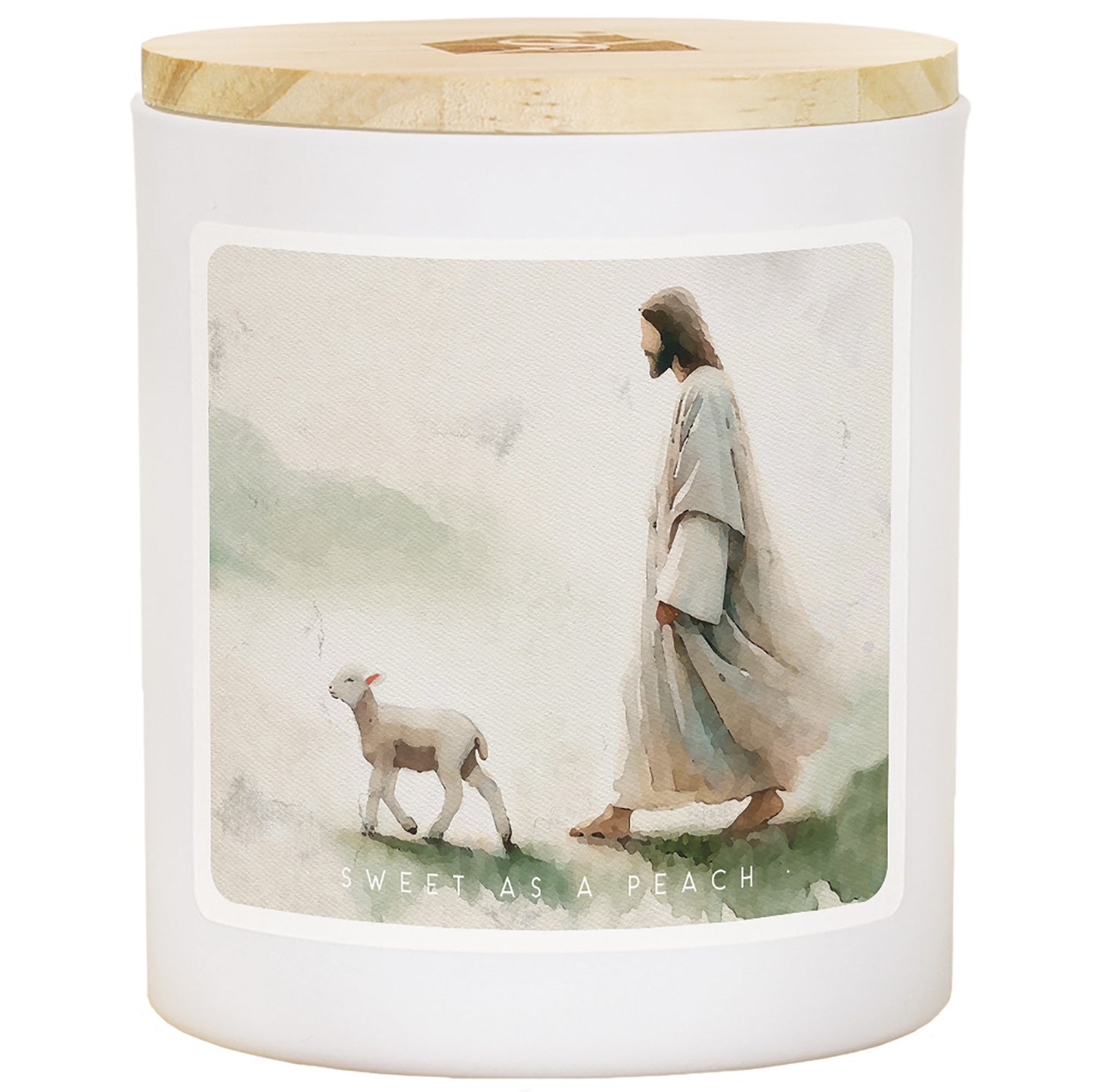 Candle-Jesus Walking Lamb-Sweet As A Peach (11 Oz - 2 Wick)