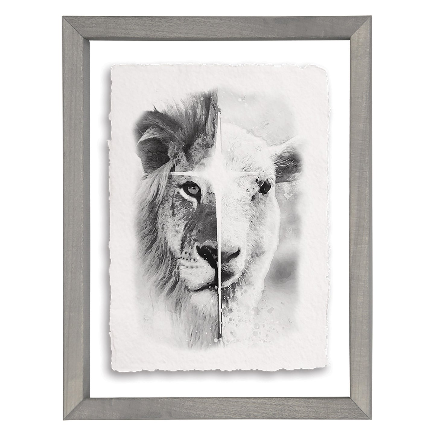 Floating Art Rectangle-B&W Lamb (14 x 11)