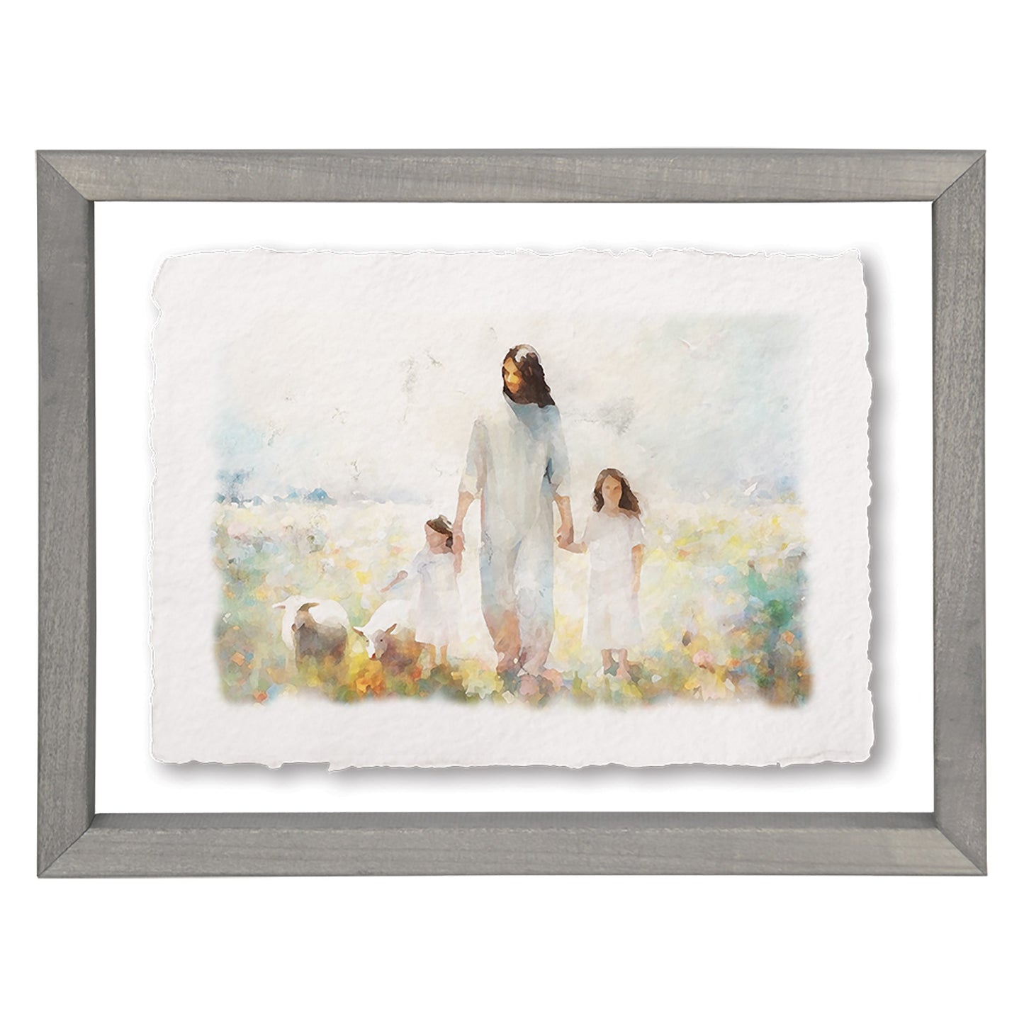 Floating Art Rectangle-Jesus Children Art (11 x 14)