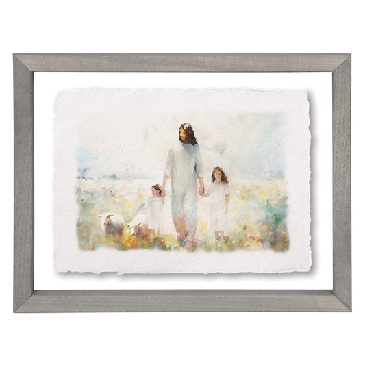 Floating Art Rectangle-Jesus Children Art (11 x 14)