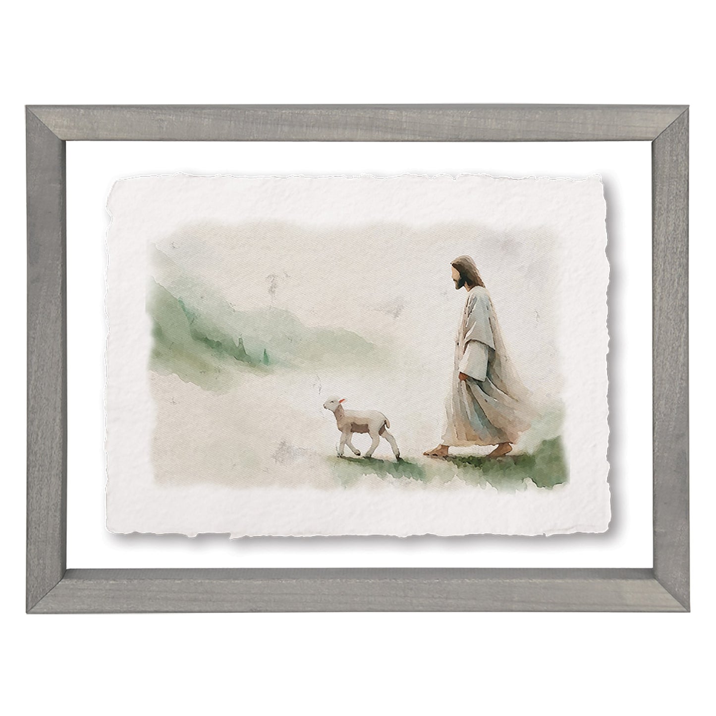 Floating Art Rectangle-Jesus Walking Lamb (11 x 14)