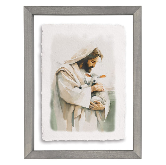 Floating Art Rectangle-Jesus Holding Lamb (14 x 11)