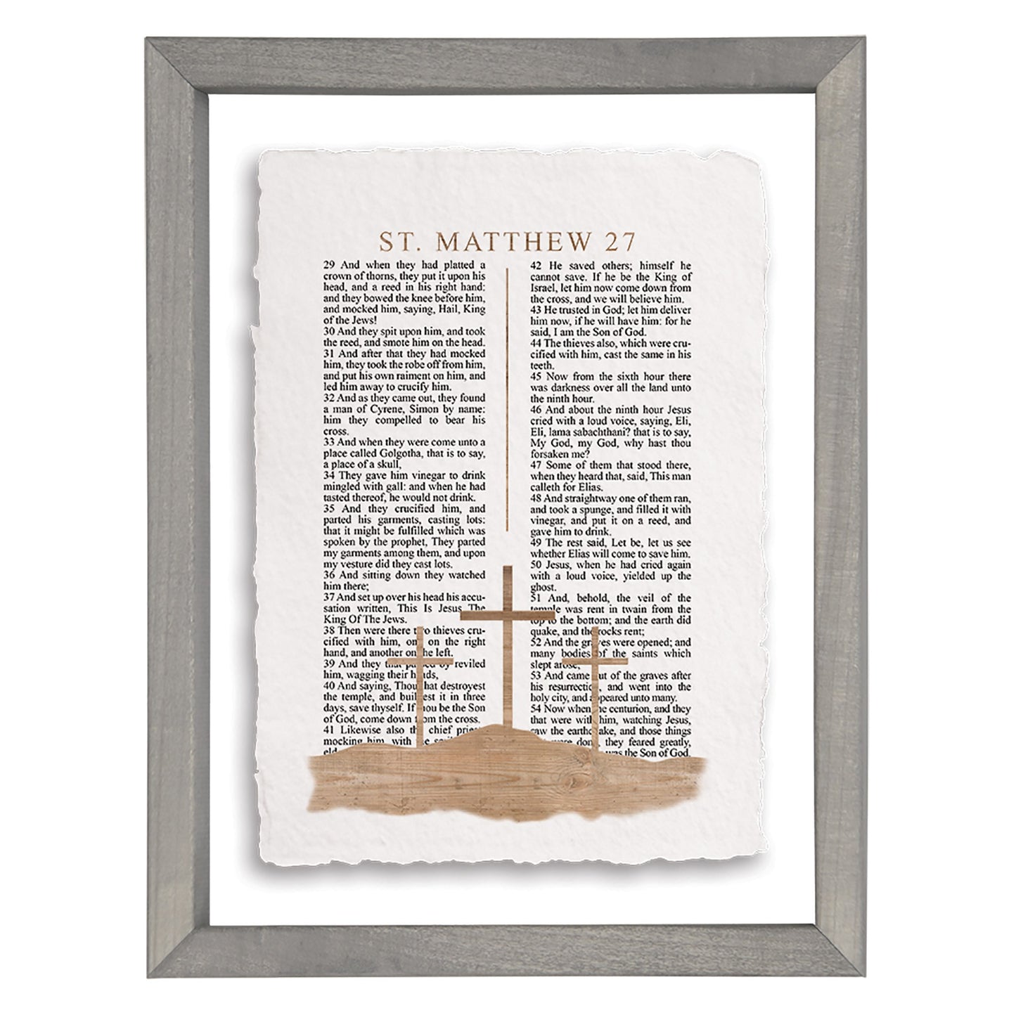 Floating Art Rectangle-Matthew 27 Crosses (14 x 11)