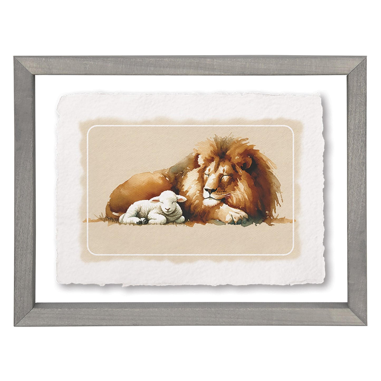 Floating Art Rectangle-Lion Lamb Art (11 x 14)