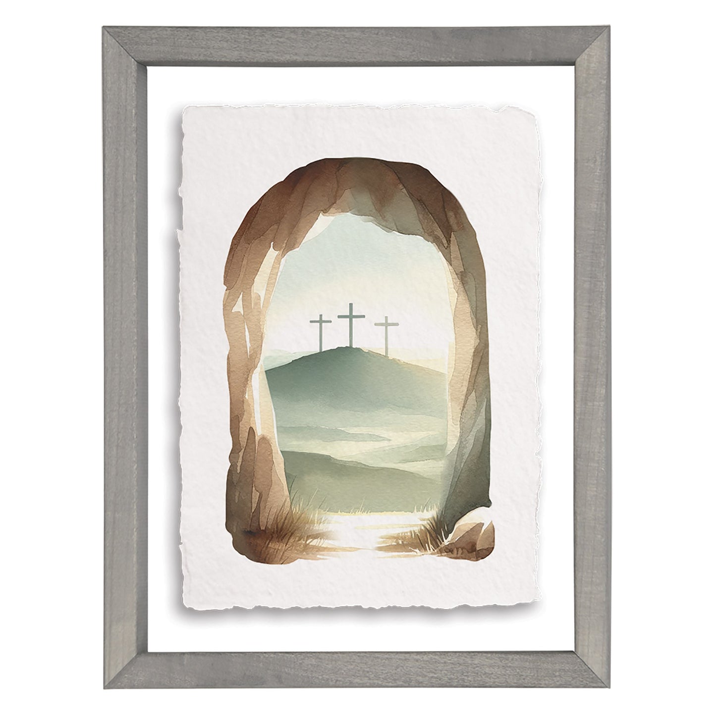 Floating Art Rectangle-Empty Tomb Crosses (14 x 11)