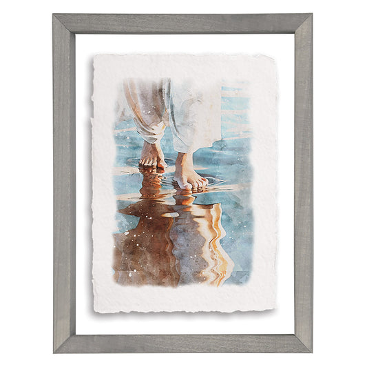Floating Art Rectangle-Jesus On Water (14 x 11)
