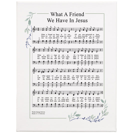 Wrapped Canvas-What A Friend Hymn (12 x 9)