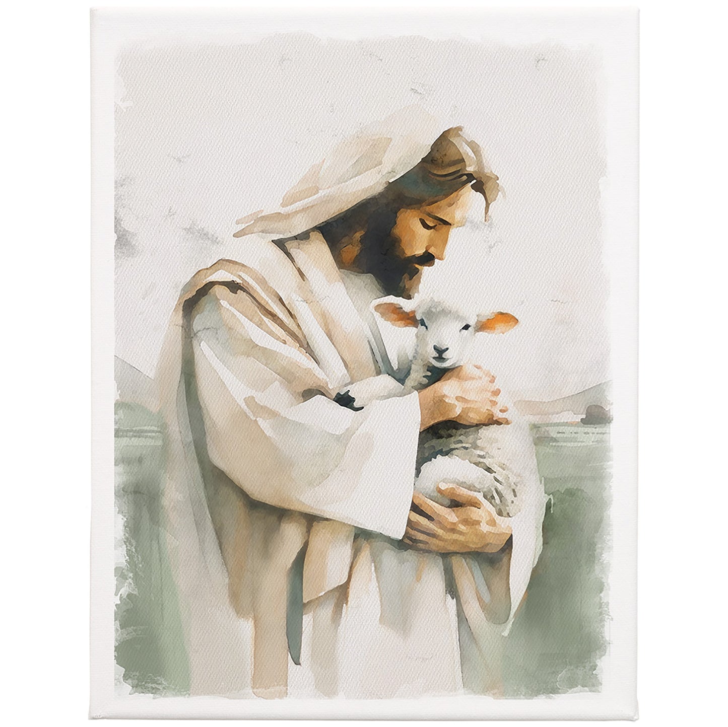 Wrapped Canvas-Jesus Holding Lamb (12 x 9)