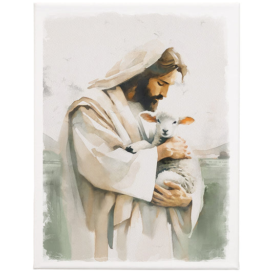 Wrapped Canvas-Jesus Holding Lamb (17 x 13)