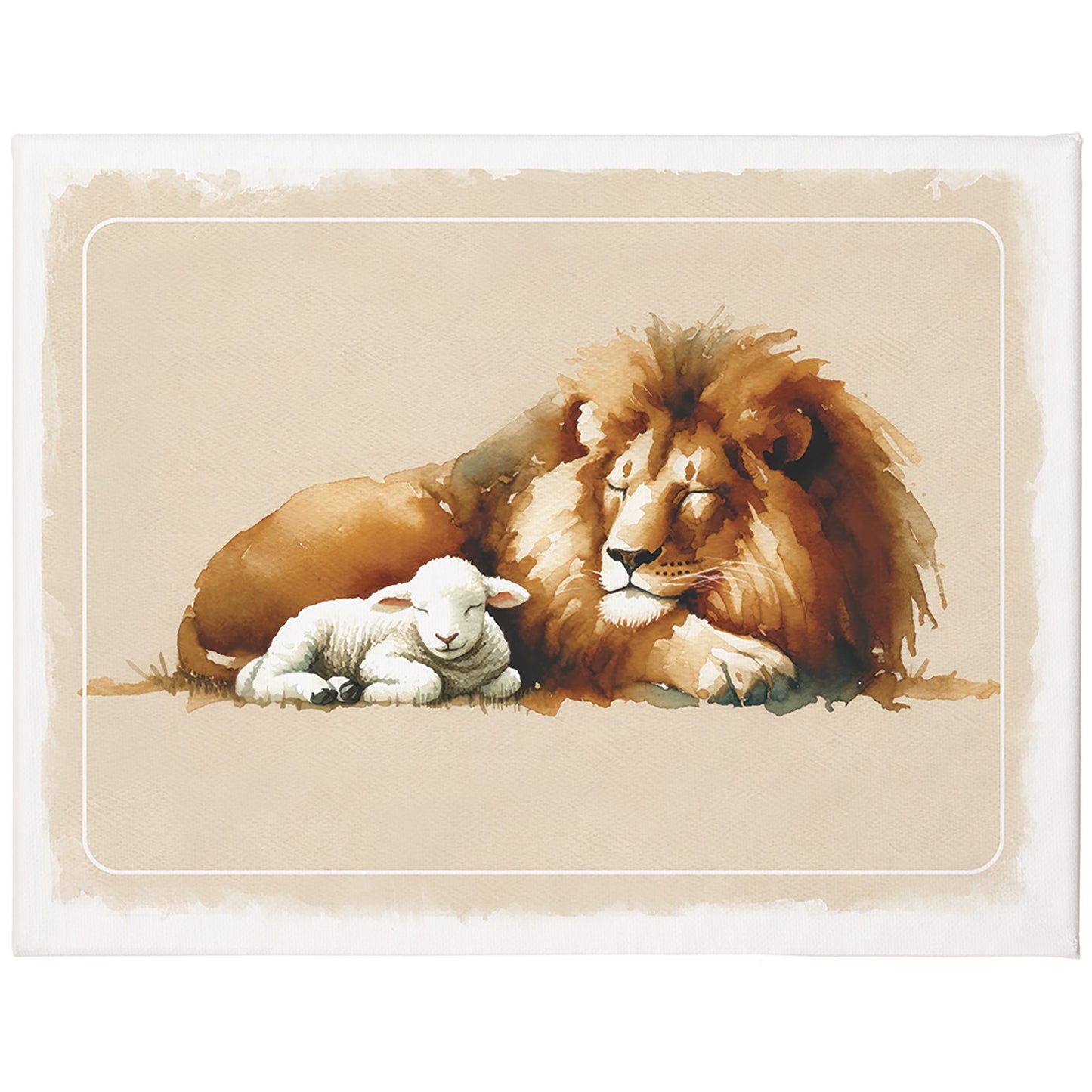 Wrapped Canvas-Lion Lamb Art (17 x 13)