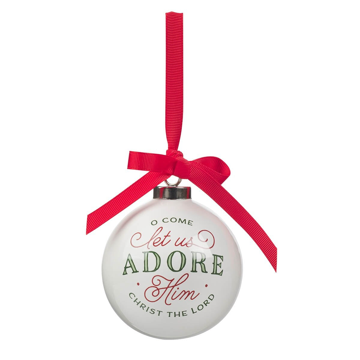 Ornament-Let Us Adore Him-White (3"Dia Round)