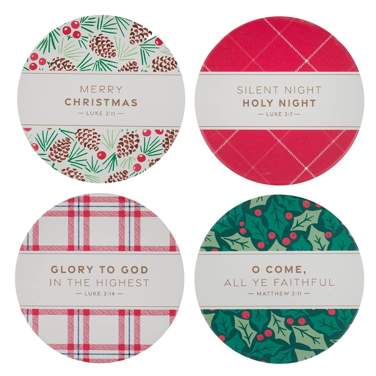 Coaster Set-Christmas Plaid (Set Of 4)