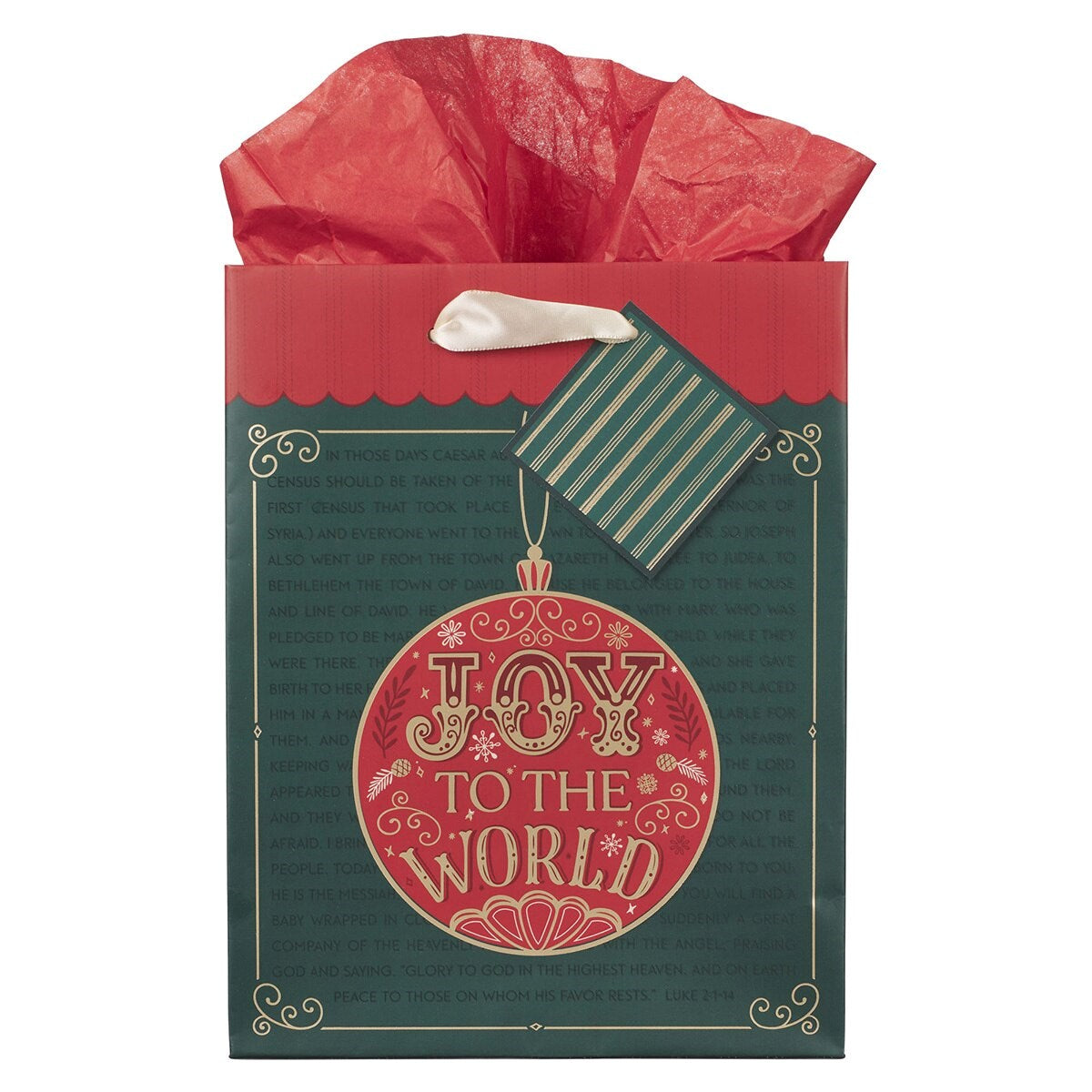 Gift Bag-Medium-Joy to the World  w/ Ornament