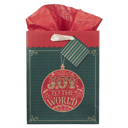 Gift Bag-Medium-Joy to the World  w/ Ornament