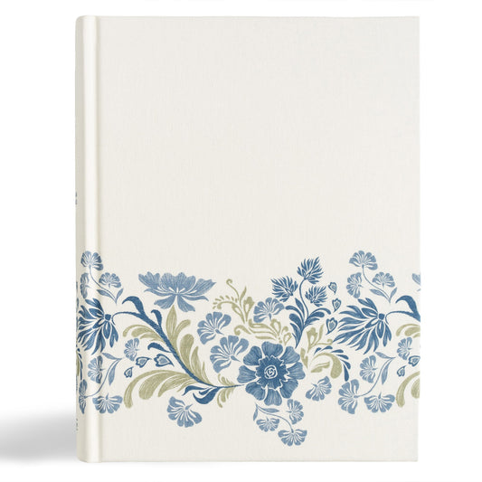 CSB Notetaking Bible/Large Print Edition-Cream Floral Cloth Over Board