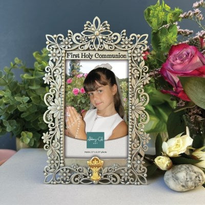 Frame-Floral Filigree-First Communion (Holds 2.5" x 4.25") (4" x 6.25")