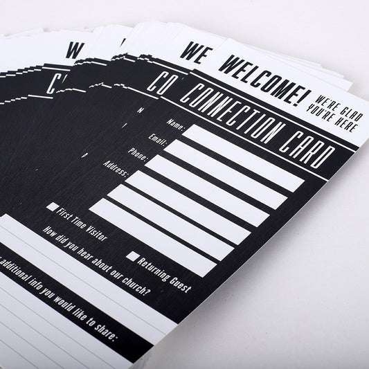 Welcome/Connect Card-Black (Pack Of 50)