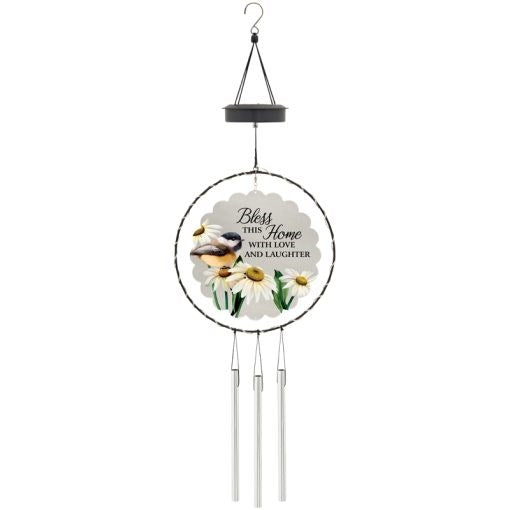 Wind Chime-Solar Spinner-Bless This Home With Love And Laughter (30" x 10" x .5" (#65090)