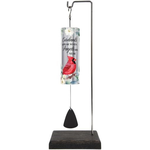Wind Chime-Mini Cylinder Sonnets w/Stand-Cardinals Appear-Gift Boxed (12.5" x 2") (#65253)