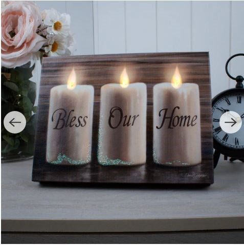 Mini Canvas-Bless Our Home-LED Tabletop w/Timer (6" x 8") (#A2501)
