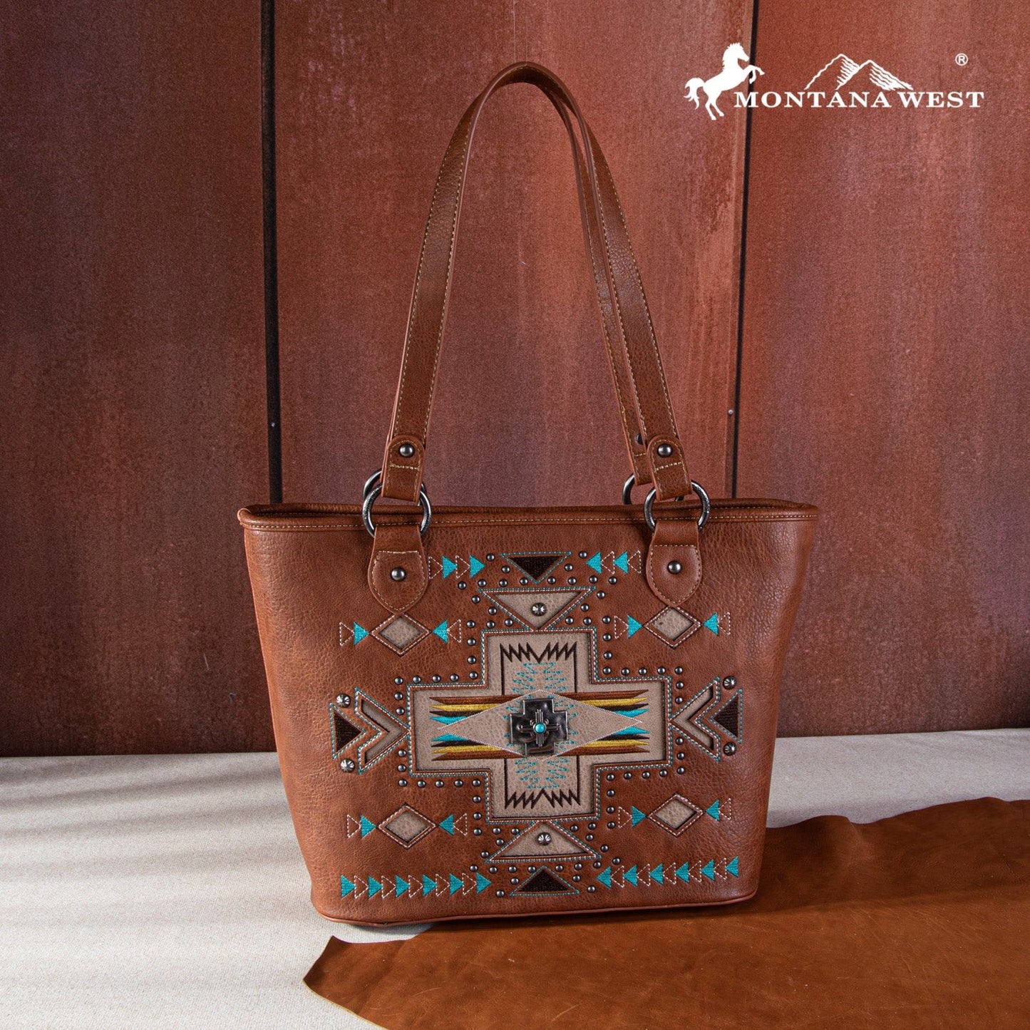 Tote-Aztec Cross (Concealed Carry)-Brown