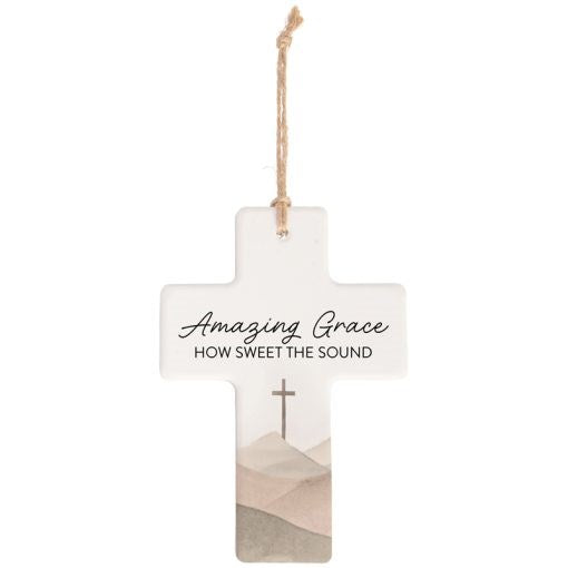 Cross Ornament-Amazing Grace How Sweet The Sound (5.5" x 4") (#27740)