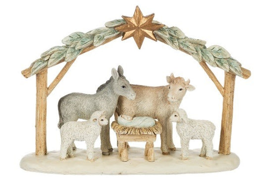 Figurine-Animals At Manger Scene (9.25" x 6.875")