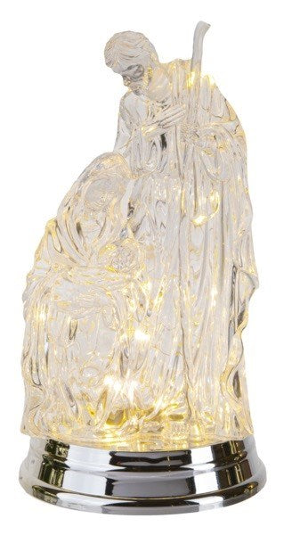Figurine-LED Light Up-Crystal Holy Family (6.25" x 6.25" x 11.375") (Pack Of 2)