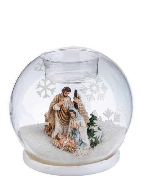 Home Decor-Montages Nativity Tealight Holder (4" Dia) (Holds one 1.4"Dia x 0.5"H Tea Light Candle)