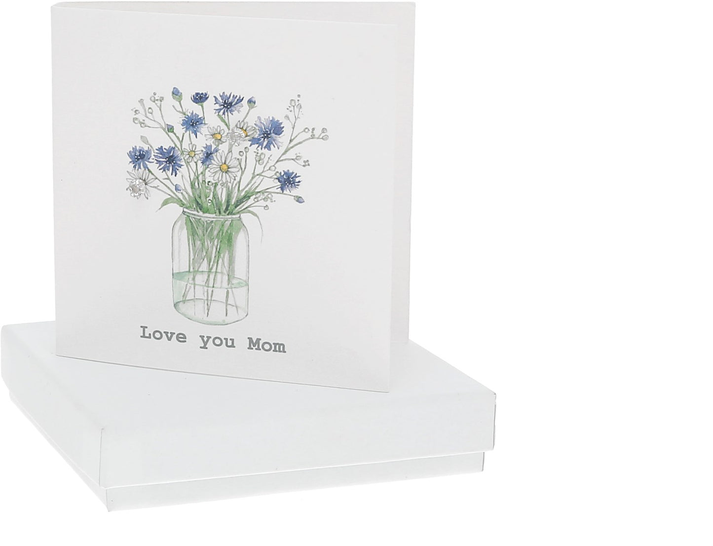 Earring-Love You Mom 4mm Sterling Silver Cubic Zirconia Stud (#26612)
