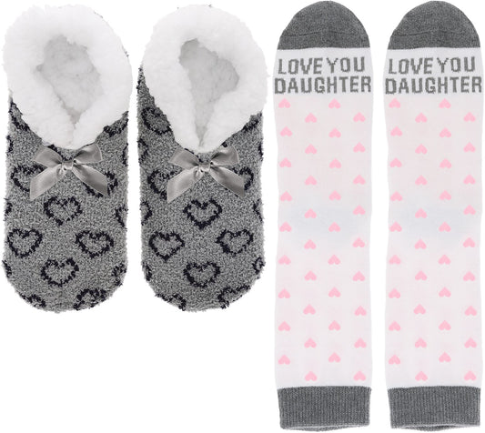Slipper & Sock Gift Set-Love You Daughter Size S/M (#66767)