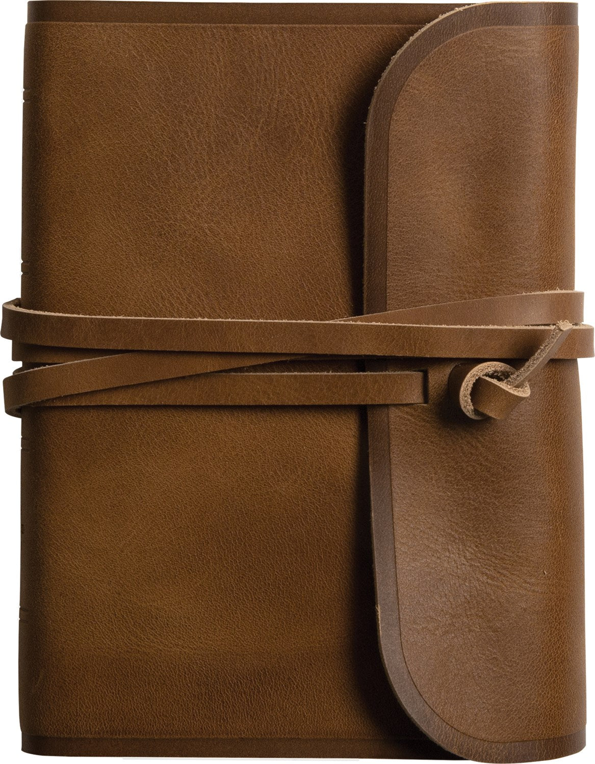 Esv Large Print Compact Bible (RL)*-Brown Natural Leather  Flap With Strap
