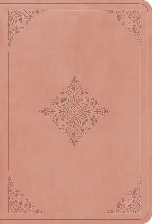 Esv Value Large Print Compact Bible*-Blush Rose  Fleur-De-Lis Design Trutone