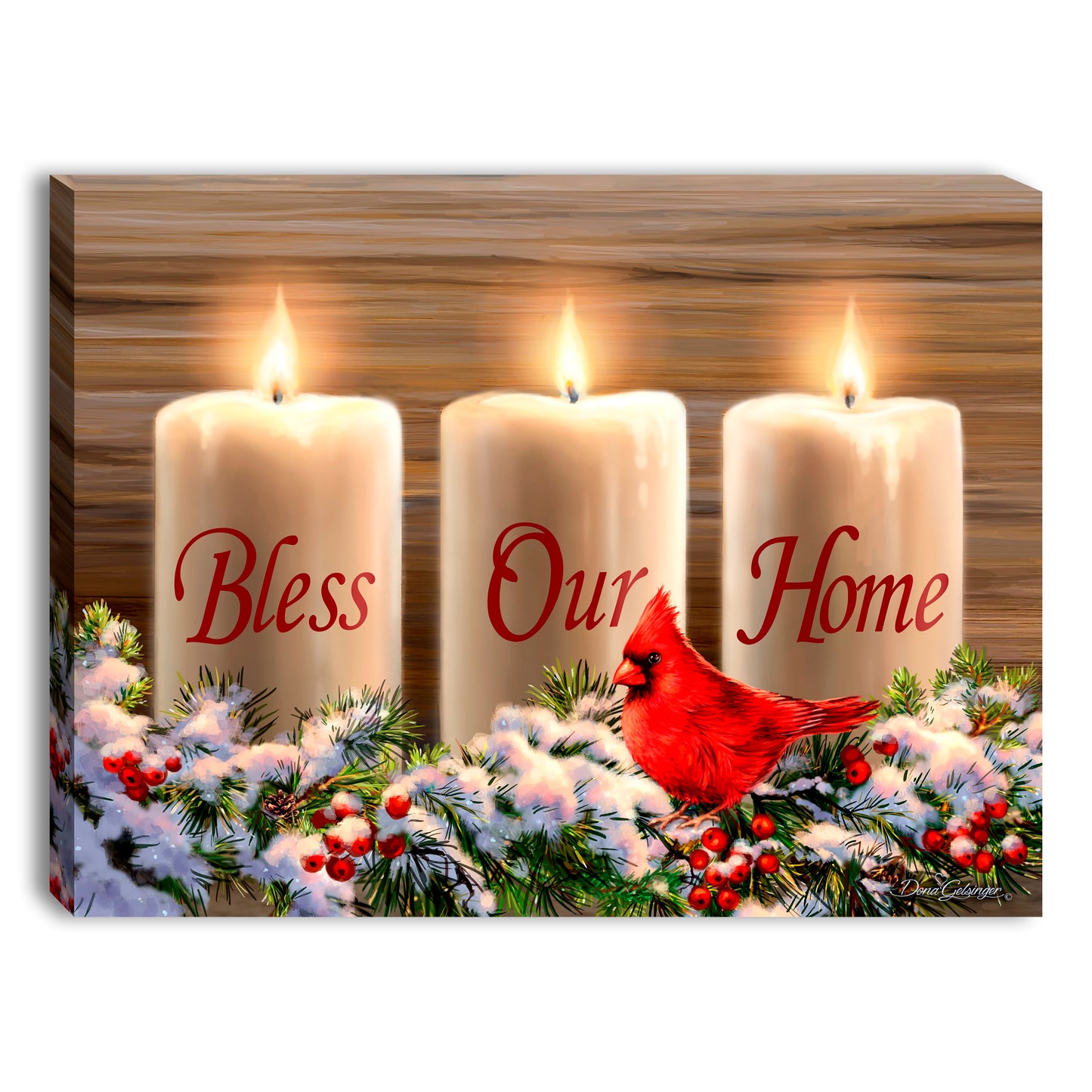 Mini Canvas-Bless Our Home Christmas-LED Tabletop w/Timer (8" x 6") (#A2539)