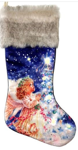Stocking-Angel LED w/Timer & Faux Fur Trim (23") (#LS2501)