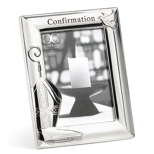 Frame-Confirmation w/Dove (Holds 3.5" x 5")-Silver (6.75"H) (#26023)