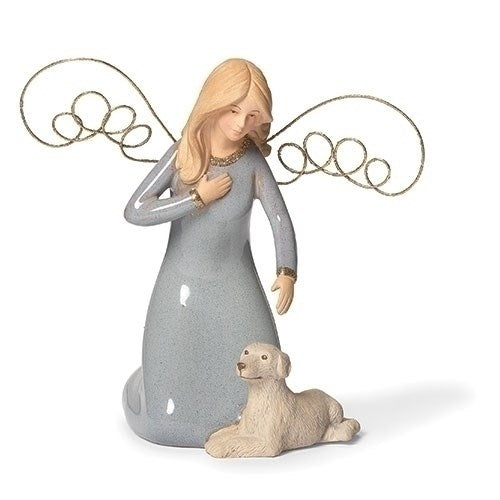 Figurine-Angel With Dog (6"H) (#16165)