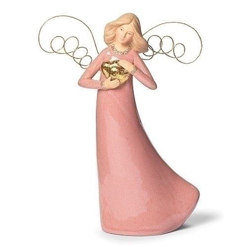 Figurine-Angel Holding Hearts (7.75"H) (#16167)