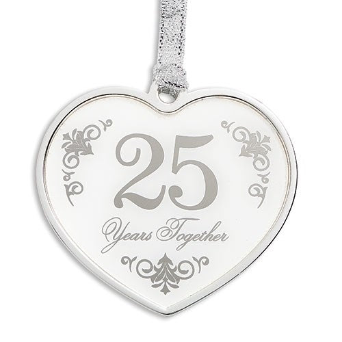 Ornament-25th Anniversary In Gift Box w/Silver Accents (2.5"H) (#16417)