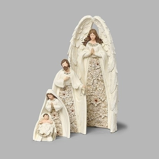 Nativity Set-4 Piece Nesting w/Poinsettia Design (10"H) (#138514)