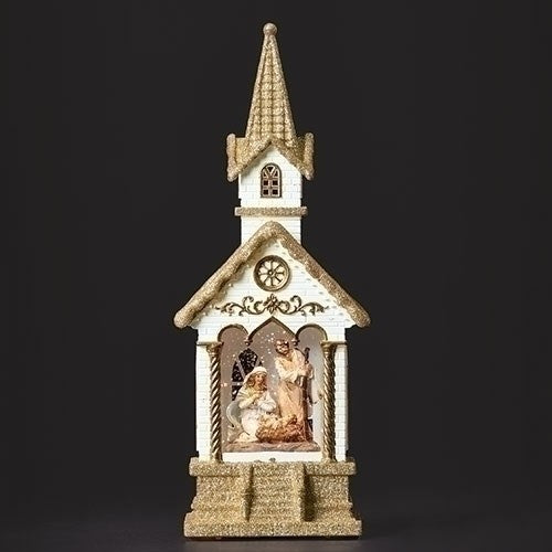 Confetti Lites-Lighted Swirl Church w/Holy Family (11"H) (#134886)
