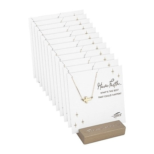 Display-Necklace-Cross/Have Faith-Silver (16"-18") (24 Pieces) (#224079)