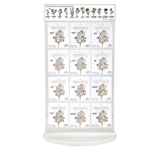 Display-Necklace-Birth Month Flower-Brass & Zinc (20-22") (72 Pieces) (#223831D)