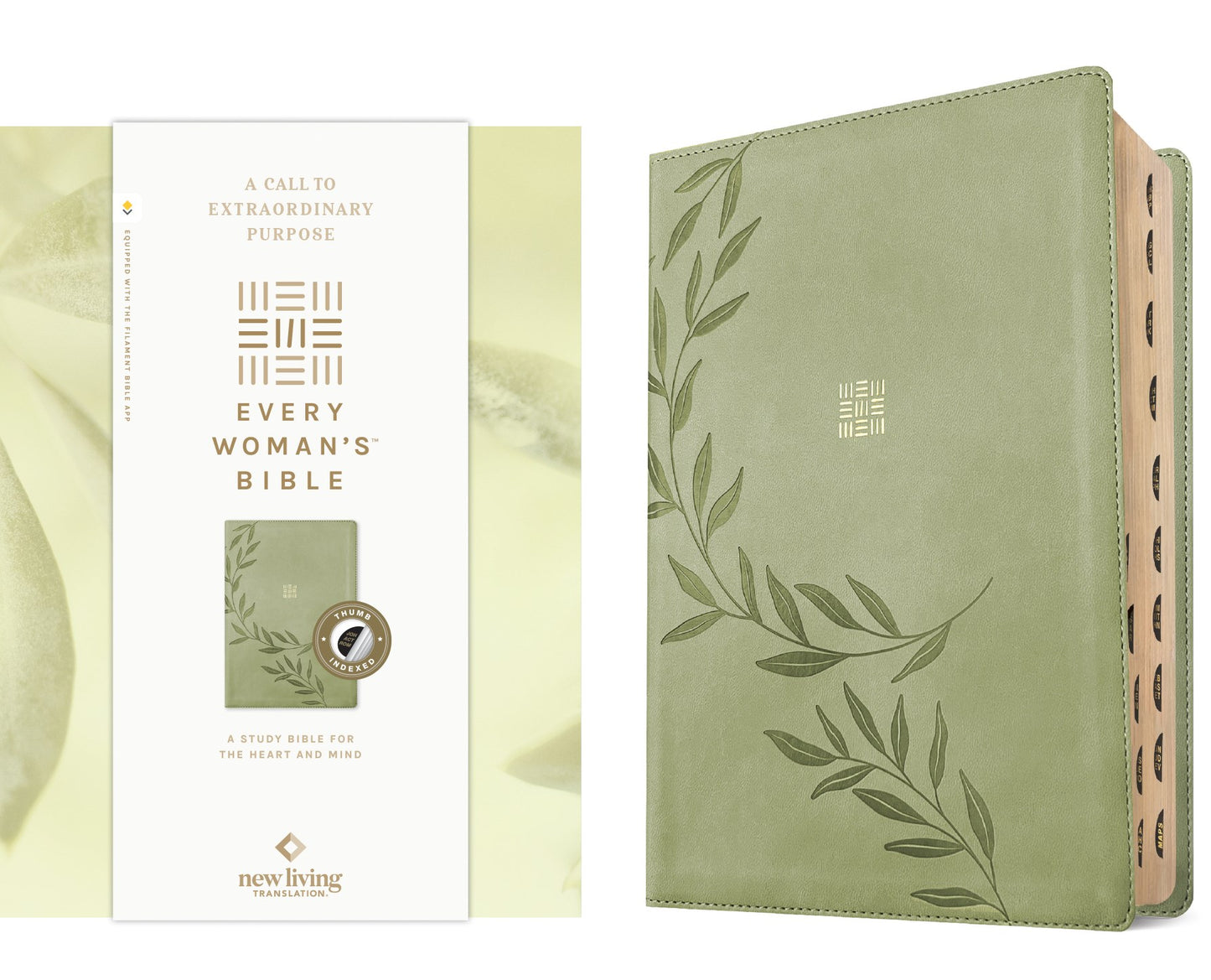 NLT Every Woman's Bible  Filament-Enabled Edition-Olive Branch Green Leatherlike Indexed