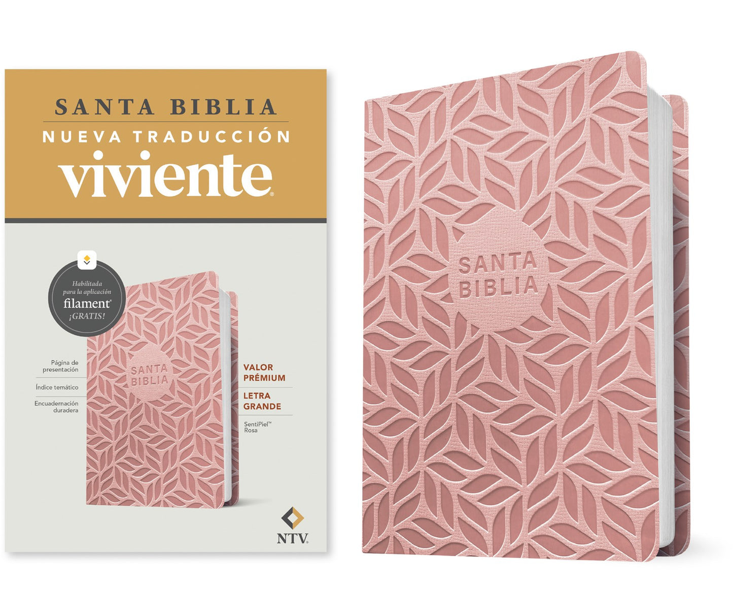 NTV Biblia Valor Premium Letra Grande Con Filament (Premium Value Large Print W/Filament)-Pink Leatherlike